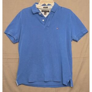 Tommy Hilfiger‎ Custom Fit Polo Shirt Mens Size Medium Blue 2 Buttons